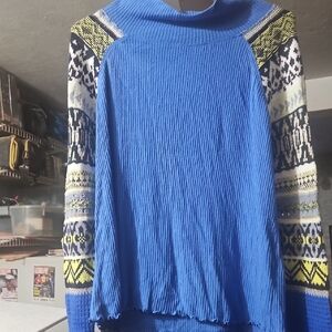 We The Free, Blue/yellow Patterned Women's Sweater